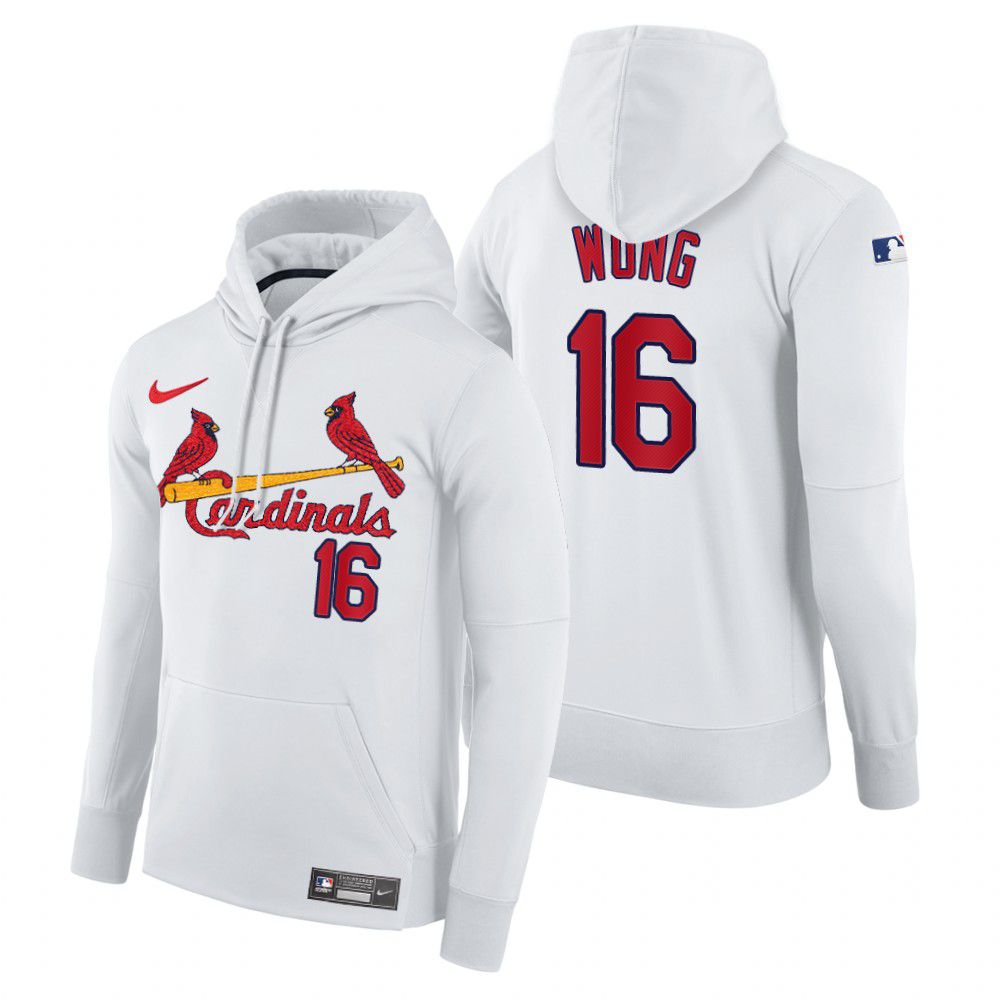Men St.Louis Cardinals #16 Wong white home hoodie 2021 MLB Nike Jerseys